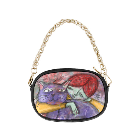 GATTO VIOLA - POCHETTE CON CATENA